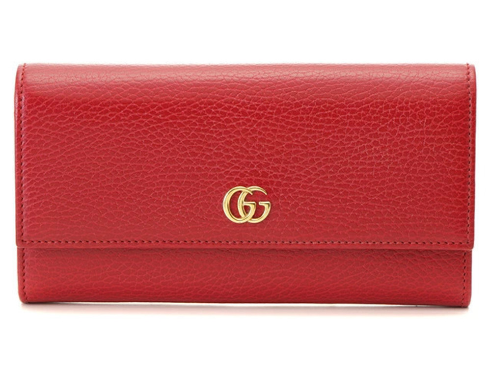 Gucci GG Marmont Bi fold Long Wallet Calfskin Red